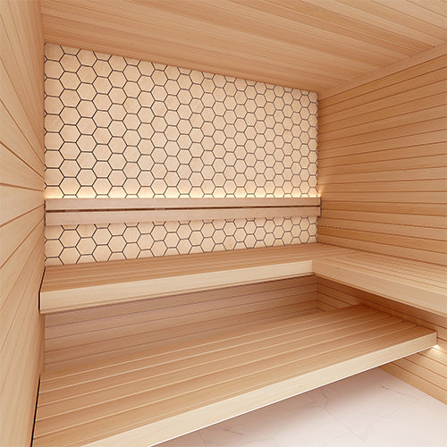 PROSAUNAS Hive Aspen Sauna Wall Panels, Hexagon Pattern, Natural Aspen