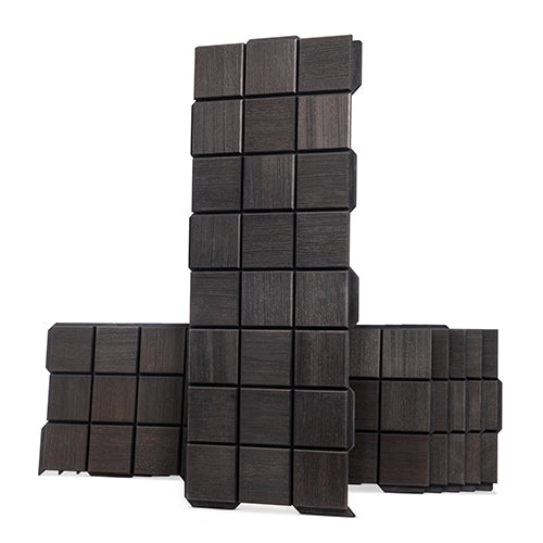 PROSAUNAS Cubist Black Sauna Wall Panels, Square Pattern, Black Abachi