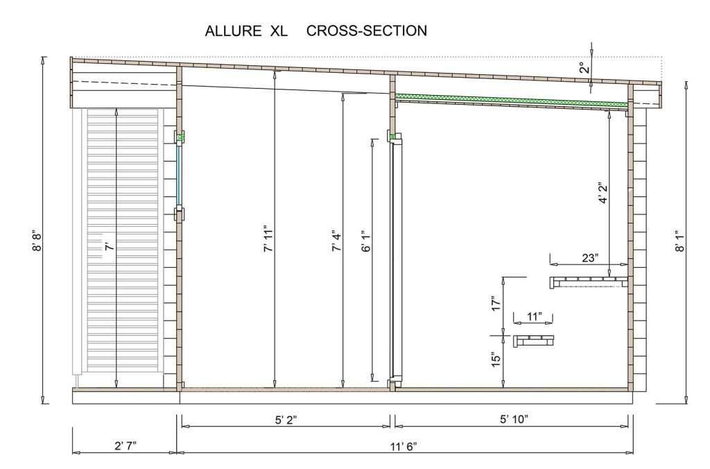 3 Room Modern Outdoor Sauna Kit - Allure XL - West Coast Saunas - BZ - ALLURE - XL