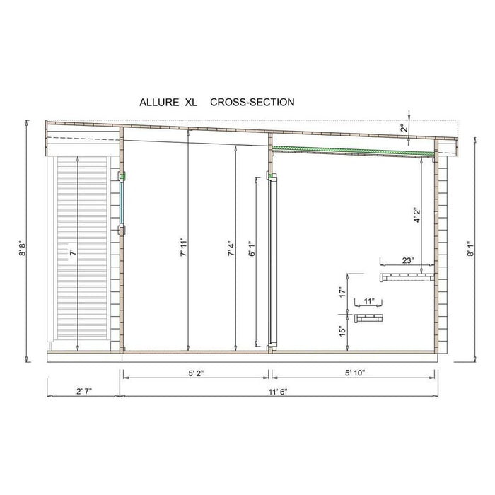 3 Room Modern Outdoor Sauna Kit - Allure XL - West Coast Saunas - BZ - ALLURE - XL
