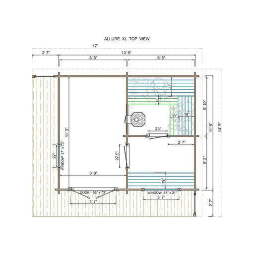 3 Room Modern Outdoor Sauna Kit - Allure XL - West Coast Saunas - BZ - ALLURE - XL