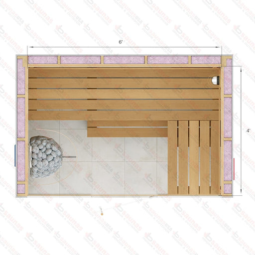 4x6x7 Custom Indoor Cedar Sauna Kit - West Coast Saunas - BSAUCUST467I - 7KA