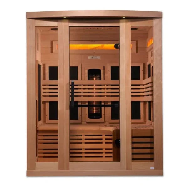 Golden Designs Reserve Edition 3 Person Indoor Full Spectrum Infrared Sauna with Himalayan Salt Bar GDI-8230-01