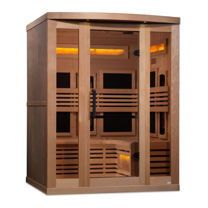 Golden Designs Reserve Edition 3 Person Indoor Full Spectrum Infrared Sauna with Himalayan Salt Bar GDI-8230-01