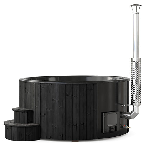SaunaLife Model S6B Soak Series Home Wood-Burning Hot Tub, Black, Up to 7 Persons