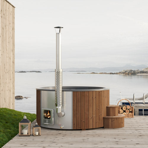 SaunaLife Model S6N Soak Series Home Wood-Burning Hot Tub, Natural, Up to 7 Persons
