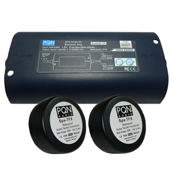 PQN Audio BTA-AC30-2C AC Powered Waterproof Bluetooth Amplifier with 2 SPATFX Transducers