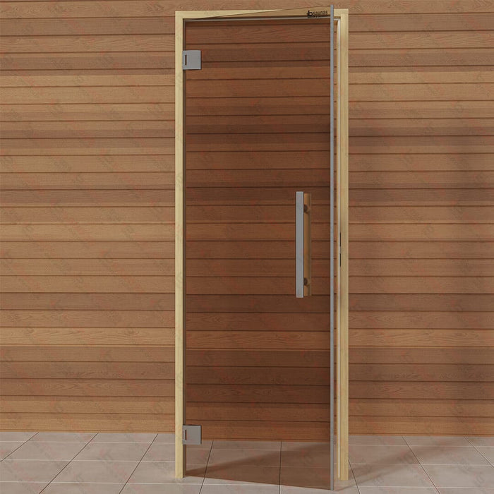 Alder Frame Door Benelux, Bronze Glass, 690×1890 mm (27 1/8″ x 74 3/8″) - West Coast Saunas - BSAUNAABGBDR
