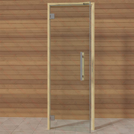 Alder Frame Door Benelux, Clear Glass, 690×1890 mm (27 1/8″ x 74 3/8″) - West Coast Saunas - BSAUNAACGDBR