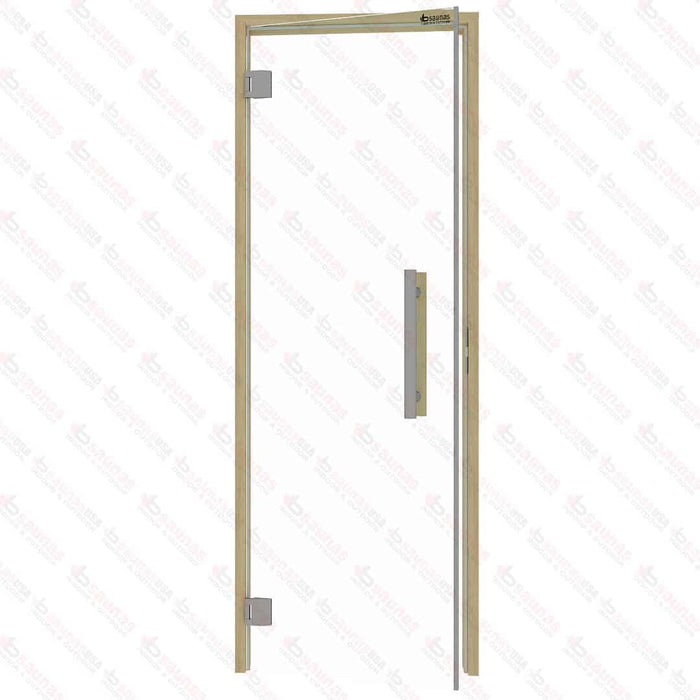 Alder Frame Door Benelux, Clear Glass, 690×1890 mm (27 1/8″ x 74 3/8″) - West Coast Saunas - BSAUNAACGDBR