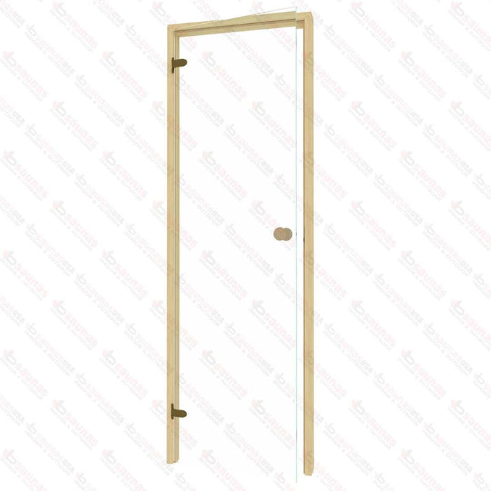 Alder Frame Door, Clear Glass, 690×2090 mm (27 1/8″ x 82 1/4″) - West Coast Saunas - BSAUNAACGD2R
