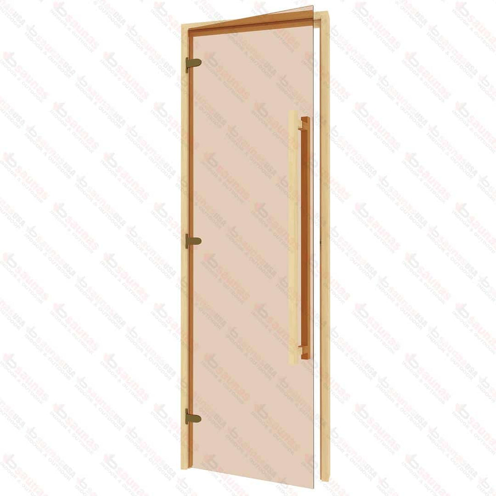 Alder Frame Door with Long Handle, Bronze Glass, 690x2090mm (27 1/8″ x 82 1/4″) - West Coast Saunas - BSAUAFDLHBG - 2