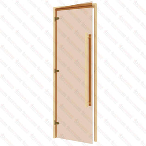 Alder Frame Door with Long Handle, Bronze Glass, 690x2090mm (27 1/8″ x 82 1/4″) - West Coast Saunas - BSAUAFDLHBG - 2