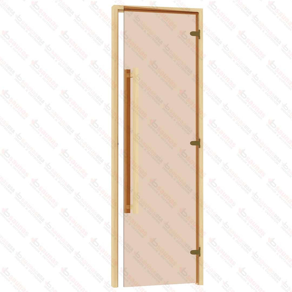 Alder Frame Door with Long Handle, Bronze Glass, 690x2090mm (27 1/8″ x 82 1/4″) - West Coast Saunas - BSAUAFDLHBG - 2