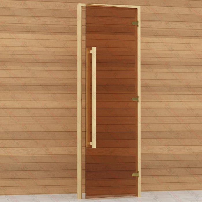 Alder Frame Door with Long Handle, Bronze Glass, 690x2090mm (27 1/8″ x 82 1/4″) - West Coast Saunas - BSAUAFDLHBG - 2