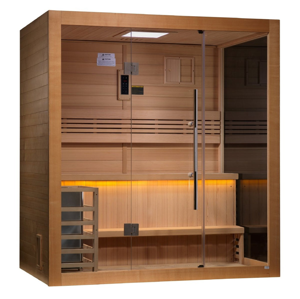 All Glass Front & Side Wall "Forssa" 3 Person Indoor Traditional Sauna - West Coast Saunas - GDI-7203-01