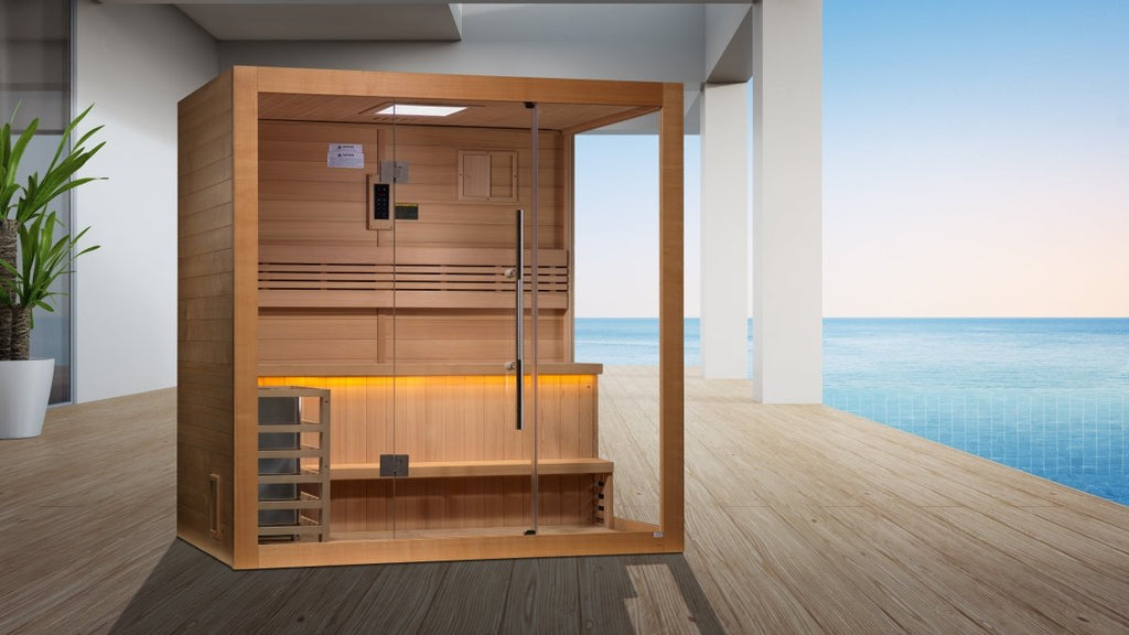 All Glass Front & Side Wall "Forssa" 3 Person Indoor Traditional Sauna - West Coast Saunas - GDI-7203-01