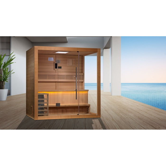 All Glass Front & Side Wall "Forssa" 3 Person Indoor Traditional Sauna - West Coast Saunas - GDI-7203-01