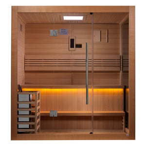 All Glass Front & Side Wall "Forssa" 3 Person Indoor Traditional Sauna - West Coast Saunas - GDI-7203-01