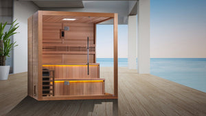 All Glass Front & Side Wall "Kuusamo" 6 Person Indoor Traditional Sauna - West Coast Saunas - GDI-7206-01