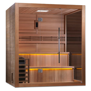 All Glass Front & Side Wall "Kuusamo" 6 Person Indoor Traditional Sauna - West Coast Saunas - GDI-7206-01