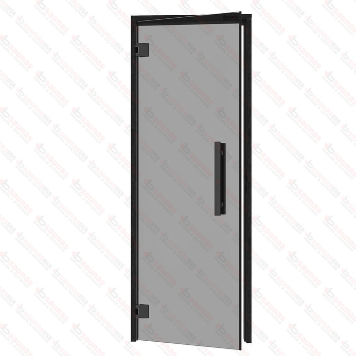 Aspen Black Frame Door Benelux, Grey Glass, 690×1890 mm (27 1/8″ x 74 3/8″) - West Coast Saunas - BSAUNAAGGBDR