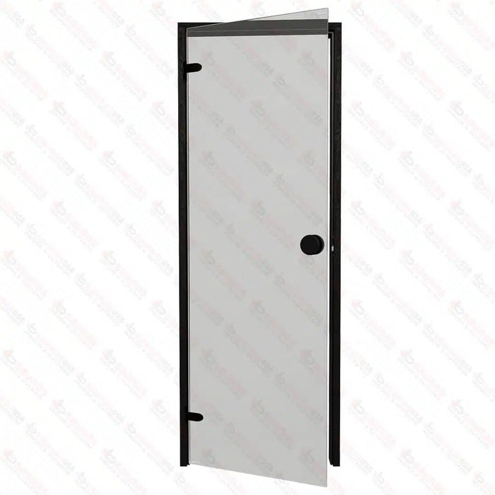 Aspen Black Frame Door Scan, Grey Glass, 690×1890 mm (27 1/8″ x 74 3/8″) - West Coast Saunas - BSAUNAABFGGDR