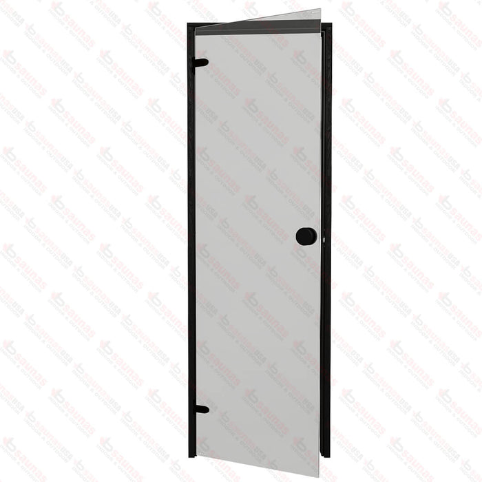 Aspen Black Frame Door Scan, Grey Glass, 690×2090 mm (27 1/8″ x 82 1/4″) - West Coast Saunas - BSAUNAAGGDR