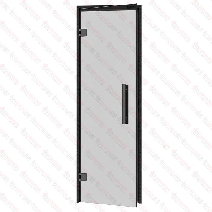 Aspen Black Frame Sauna Door Benelux, Grey Glass, 690×2090 mm (27 1/8″ x 82 1/4″) - West Coast Saunas - BSAUNAAGGB2DR