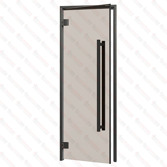 Aspen Black Frame Sauna Door Benelux Square, Bronze Glass, 690×1890 mm (27 1/8″ x 74 3/8″) - West Coast Saunas - BSAUNAABGBS2DR