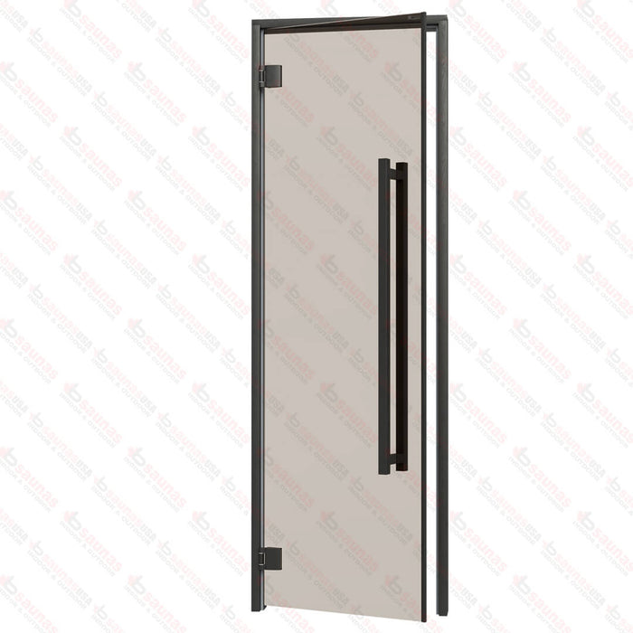 Aspen Black Frame Sauna Door Benelux Square, Bronze Glass, 690×2090 mm (27 1/8″ x 82 1/4″) - West Coast Saunas - BSAUNAABGBSD3R