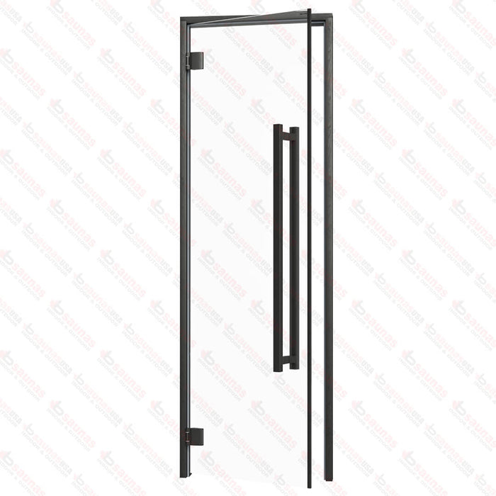 Aspen Black Frame Sauna Door Benelux Square, Clear Glass, 690×2090 mm (27 1/8″ x 82 1/4″) - West Coast Saunas - BSAUNAACGBSD3R