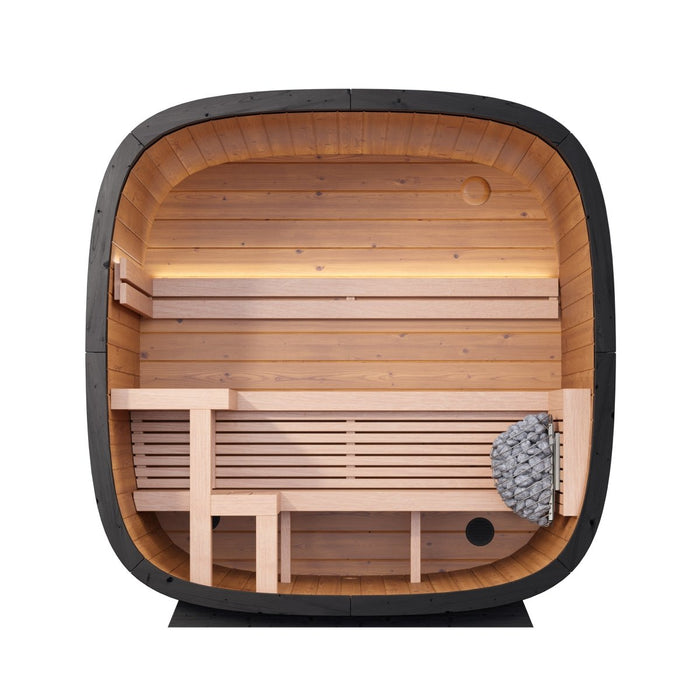 Black Cube Sauna Kit – Modern DIY Outdoor Sauna for 4–5 People - West Coast Saunas - SASE - BC - 5 - SW - 2STR
