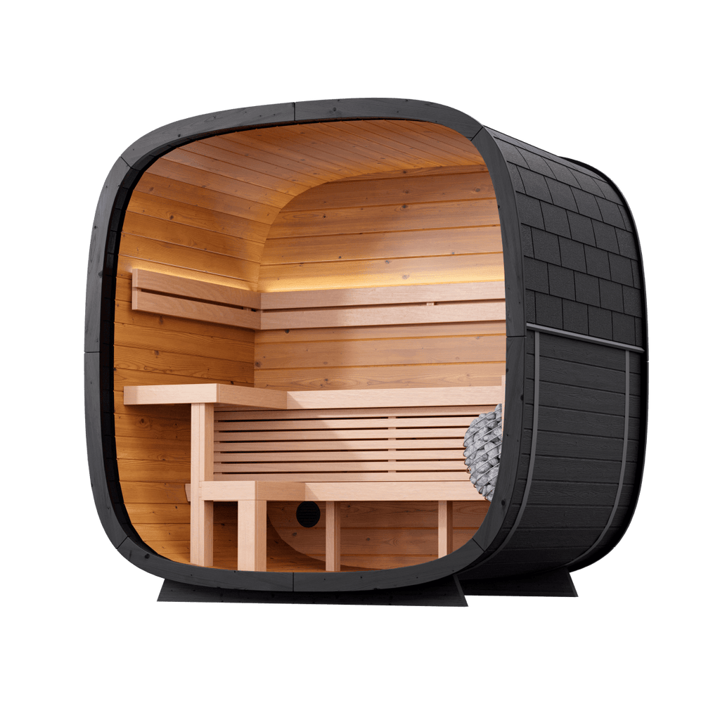 Black Cube Sauna Kit – Modern DIY Outdoor Sauna for 4–5 People - West Coast Saunas - SASE - BC - 5 - PW