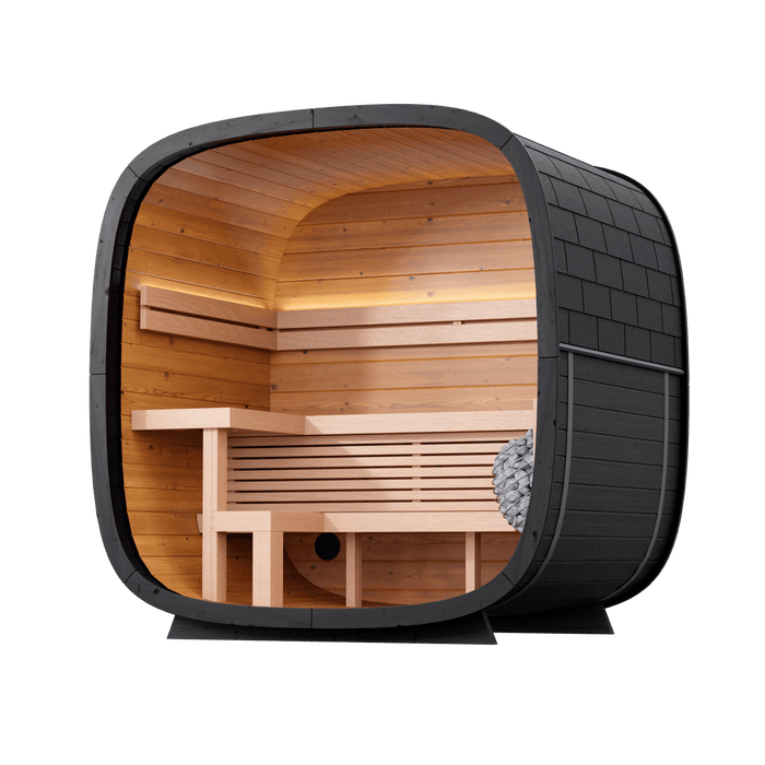 Black Cube Sauna Kit – Modern DIY Outdoor Sauna for 4–5 People - West Coast Saunas - SASE - BC - 5 - PW