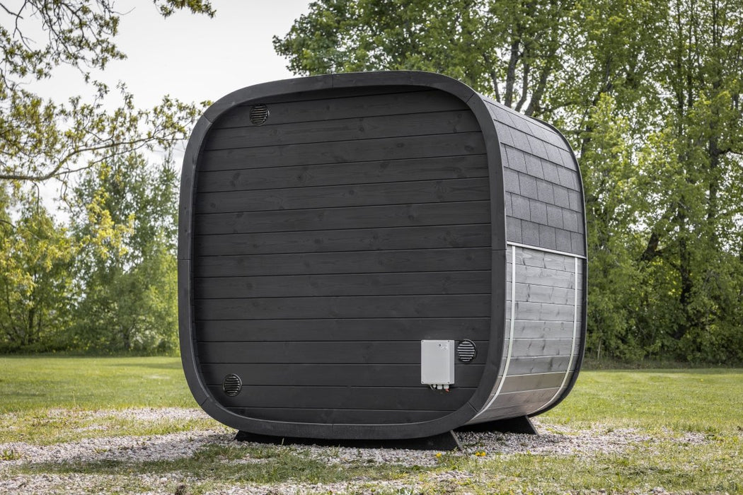 Black Cube Sauna Kit – Modern DIY Outdoor Sauna for 4–5 People - West Coast Saunas - SASE - BC - 5 - SW - 4STR
