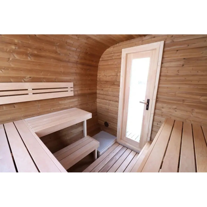 BSaunas 2.5 Cube Square Prefabricated Outdoor Sauna Kit with Porch - West Coast Saunas - BS - 25 - CUBE - PRCH