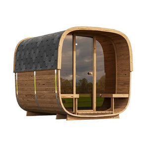 BSaunas 2.5 Cube Square Prefabricated Outdoor Sauna Kit with Porch - West Coast Saunas - BS - 25 - CUBE - PRCH