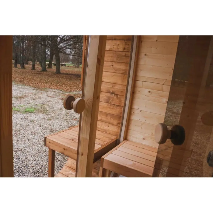 BSaunas 2.5 Cube Square Prefabricated Outdoor Sauna Kit with Porch - West Coast Saunas - BS - 25 - CUBE - PRCH