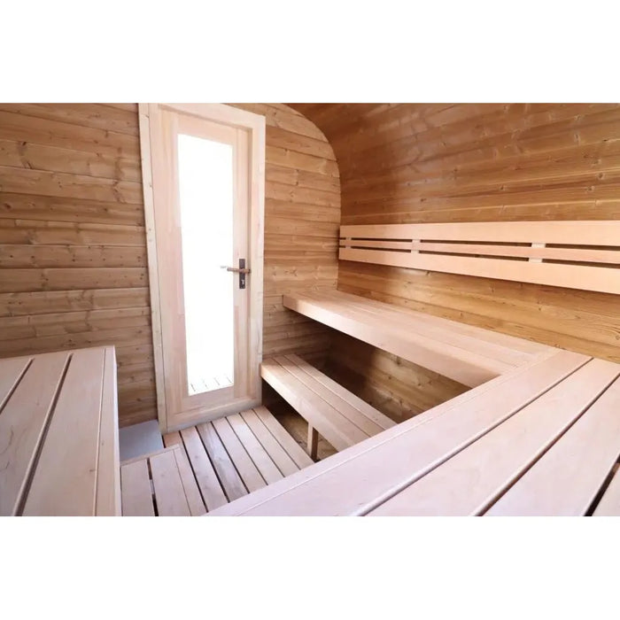 BSaunas 2.5 Cube Square Prefabricated Outdoor Sauna Kit with Porch - West Coast Saunas - BS - 25 - CUBE - PRCH
