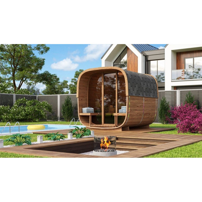 BSaunas 2.5 Cube Square Prefabricated Outdoor Sauna Kit with Porch - West Coast Saunas - BS - 25 - CUBE - PRCH