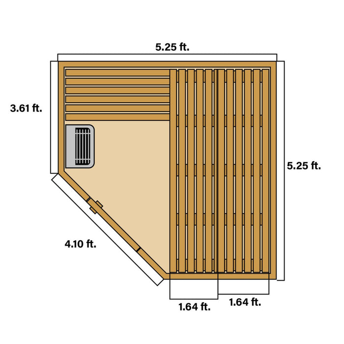 Canadian Hemlock Outdoor 5 Person Traditional Steam Sauna with Asphalt Roof - 6 kW - West Coast Saunas - SKD5HEM-AP