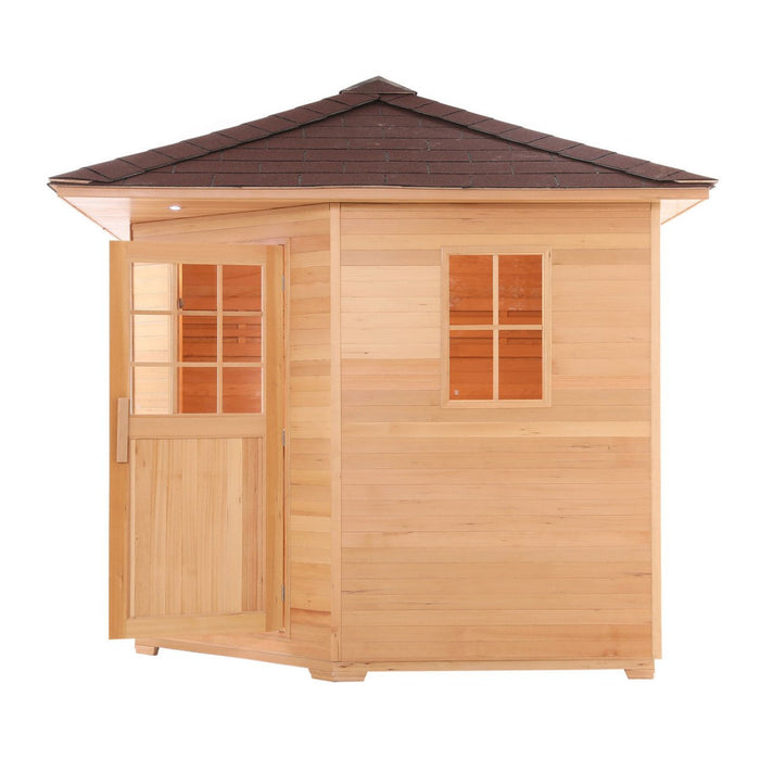 Canadian Hemlock Outdoor 5 Person Traditional Steam Sauna with Asphalt Roof - 6 kW - West Coast Saunas - SKD5HEM-AP