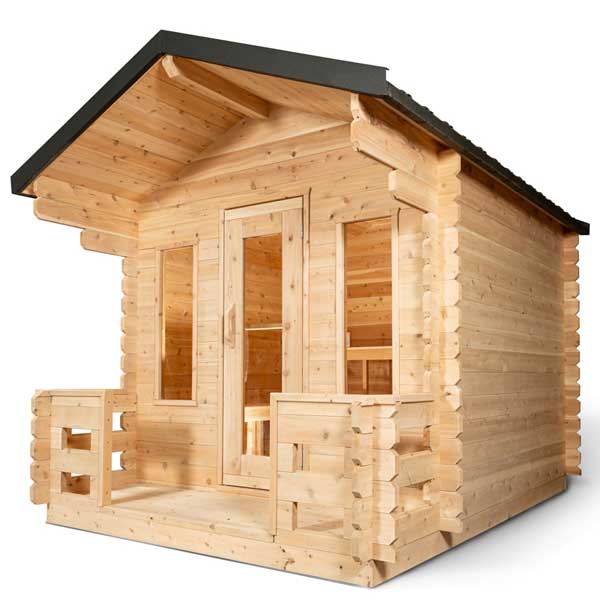 Canadian Timber Georgian Outdoor Traditional Cabin Sauna with Porch - West Coast Saunas - CTC88PW