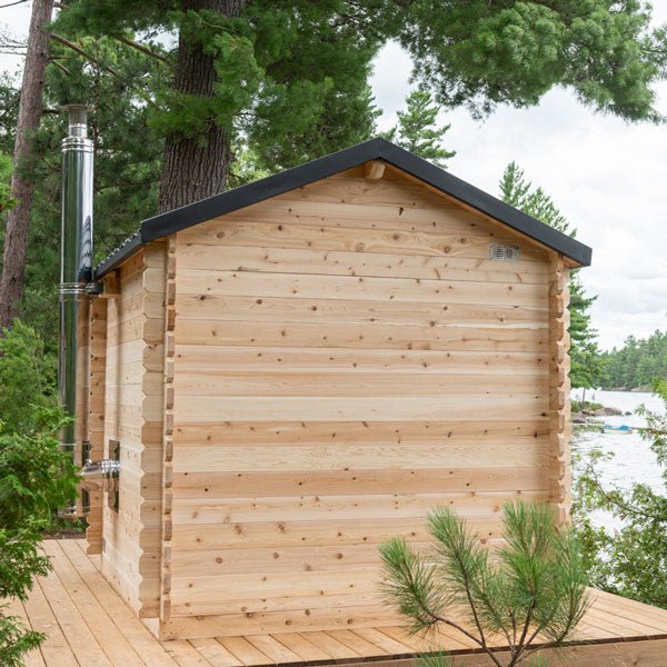 Canadian Timber Georgian Outdoor Traditional Cabin Sauna with Porch - West Coast Saunas - CTC88PW