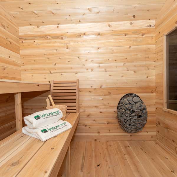 Canadian Timber Georgian Outdoor Traditional Cabin Sauna with Porch - West Coast Saunas - CTC88PW