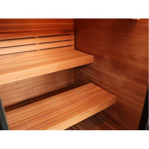 Cayman 4-Person Outdoor Traditional Sauna Double Bench with 6kW Harvia Heater - West Coast Saunas - 400D7