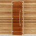 Clear Red Cedar Frame Sauna Door, Curved Handle, Bronze Glass, 690×1890 mm (27 1/8″ x 74 3/8″) - West Coast Saunas - BSAUNACRCBGDR
