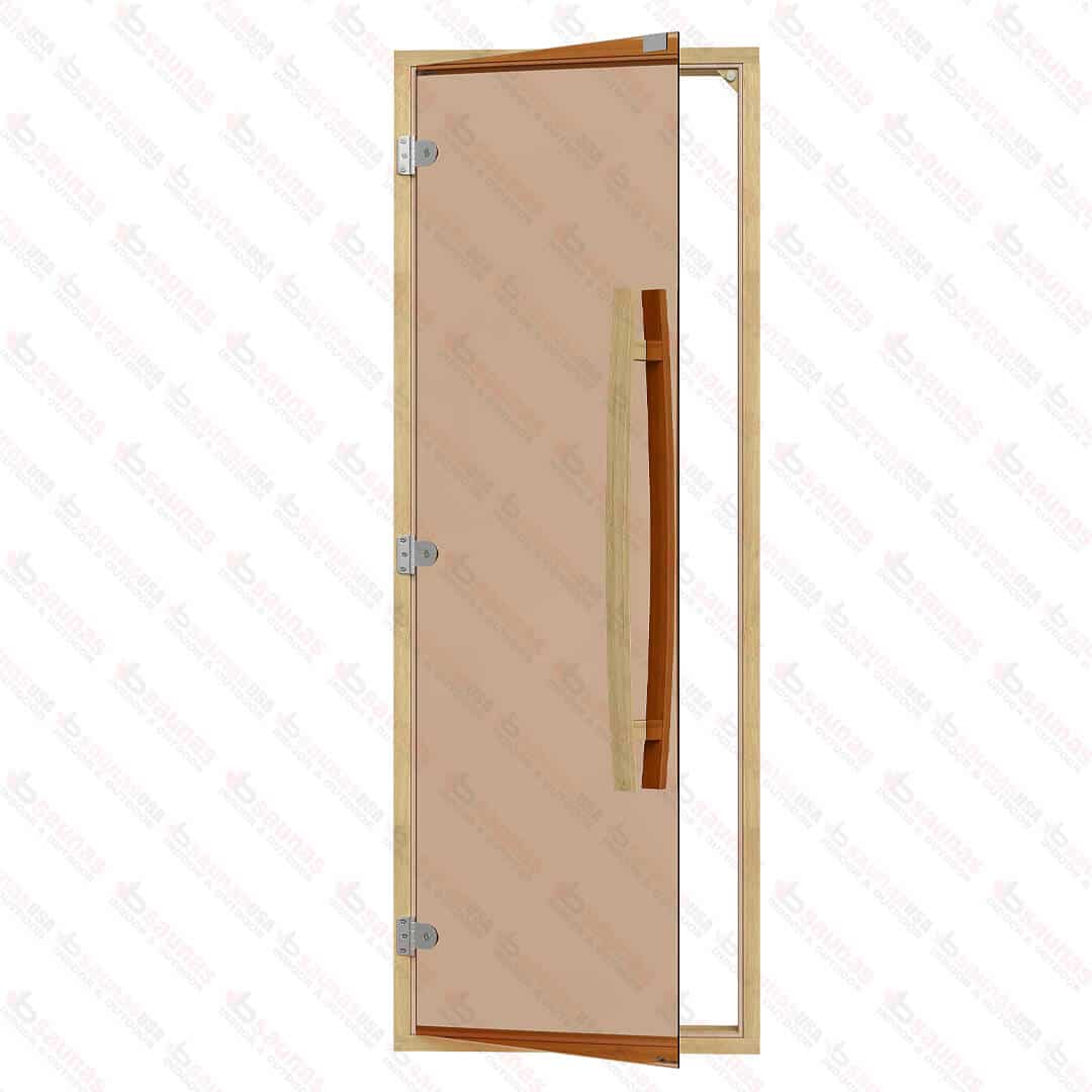Clear Red Cedar Frame Sauna Door – Clear Glass, 690 × 1890 mm (Straight Handle)