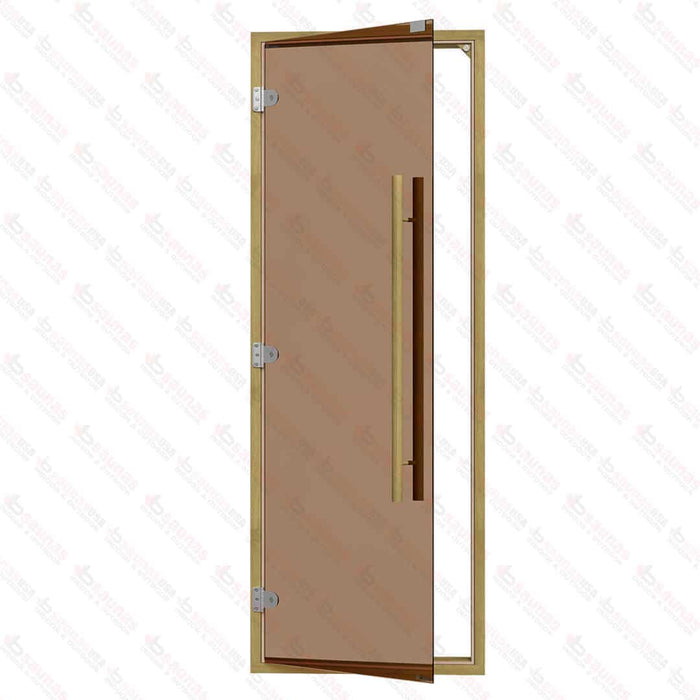 Clear Red Cedar Frame Sauna Door, Straight Handle, Bronze Glass, 690×1890 mm (27 1/8″ x 74 3/8″) - West Coast Saunas - BSAUNACRCBG2DR